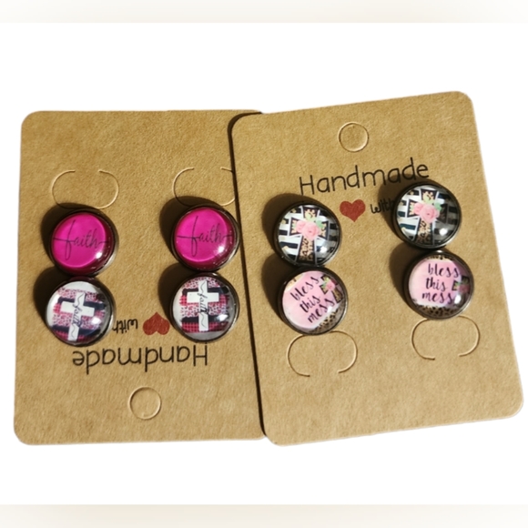 Faith/Cross Mix Bulk/Pack Stud Earrings (4 Pairs) - Picture 1 of 1